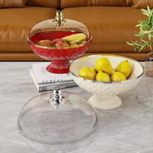 1pc Minimalist Luxury Multifunctional Fruit Plate, Household Living Room Tea Table Candy Dried Fruit Snack Draining High Foot Storage Plate - Multicolor - View 2