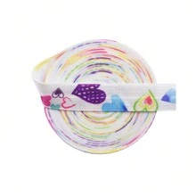 Bristlegrass Print Fold Over Elastic FOE 5/8" 3/4" 15mm 20mm Cartoon Dog Cat Heart Dot Satin Spandex Band Webbing Tape Headband Hair Tie Bracelet Dress Sewing Trim