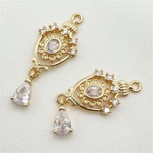 5pcs Vintage Elegant Copper Zirconia Hollowed Water Drop Pendant DIY Jewelry Accessories, Earrings, Necklaces, Hair Clips, Court Style