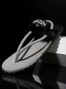 New Summer Fashion Men Flip Flops Elastic Strap Slip-On Sandals, Soft Comfortable Quick Drying Non-Slip Flat Sole Outdoor Casual Beach Slippers