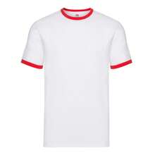 Fruit of the Loom Mens Ringer TShirt (White/Red) - 165gsm 100% Cotton - 紅色 - 查看 1