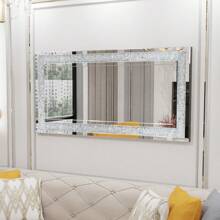 UNHO Elegant Rectangle Decorative Wall Mirror Crushed Diamond Mirror For Living Room Bedroom Gifts Home Decor Back To School Room Decor School Supplies - Bạc - Xem 10