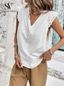 SV Women's High Neck Tank Top With Elegant Print