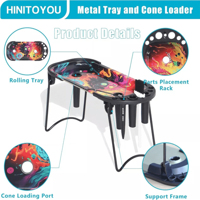 NetHong Tobacco Rolling Tray Cone Loader Include Metal Rolling Tray Filling Device&Brush