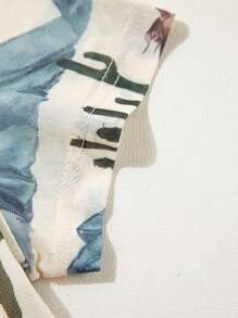 Acelitt 夏季米色西部时尚野马、仙人掌、山峰印花网眼短袖圆领 T 恤