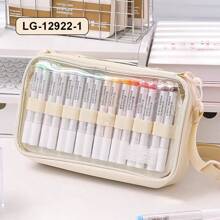 1pc Marker Organizer Bag, Holds 64 Markers + Drawing Book, Multilayer Organizer Bag, Pen Not Included, Crossbody Or Shoulder, Suitable For Home, School And Office
