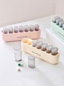 1/2/3pcs Plastic 7-Day Weekly Medicine Box, Large Capacity Pill Separator Reminder, Mini Drug Packaging Box, Portable Travel Medicine Box Container - Multicolor - View 1