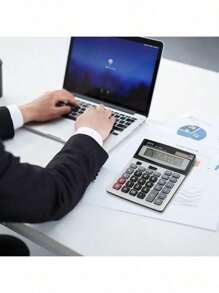 Desk Calculator 12 Digit Extra Large LCD Display, Touch Comfortable With Big Buttons, PXY Two Way Power Battery And Solar Standard Function Office Calculators