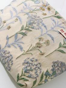 1 件蓝色提花面料蒲公英花手拿包便携式化妆包，时尚休闲时尚便携式化妆包，化妆包，小化妆包，化妆盒，可爱化妆包，化妆包，卫生巾，袋垫，空气荚，有线耳机，充电器，耳机，化妆旅行包，护肤包，女士化妆包，糖果，护士，女学生，节日礼物。 - 藍色 - 查看 5