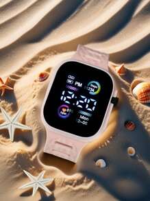 2pcs/1pc Color Display Electronic Watch, Korean Fashion Cool LED Light Couples Digital Watches For Middle School Students