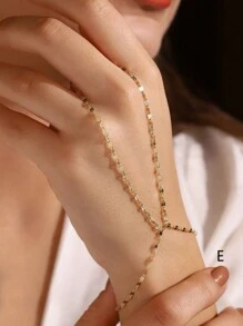 1 pieza Pulsera con anillo de cadena fina minimalista y de moda, joyería de novia de moda para mujer
