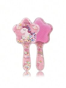 1pc Kids Cartoon Quicksand Massage Comb, Portable Air Cushion Hair Brush