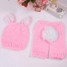 2pcs Newborn Photography Prop Animal Costume Outfits, Classic Knitted Baby Shower Easter Gift Sthings For Girls/Boys