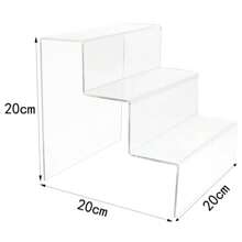 3 Step Acrylic Display Stand Counter Retail Riser Polish Plinth ,2 PACK(200 * 200 * 200mm) - Clear - View 7