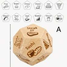 1/2 件食物决定骰子 - 浪漫情侣游戏，适合约会之夜和庆祝活动 - 周年纪念、生日和礼物创意，适合他、她、男朋友、丈夫、女朋友、妻子和同事 - 有趣又好玩的食物选择器创意 - 木質色 - 查看 10