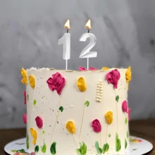 Slim Metallic Colorful Candles For Birthday Parties And Celebrations - FestColor - 銀色 - 查看 3