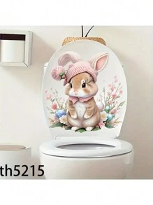 1PC Easter Bunny & Eggs Printed Toilet Sticker, For Home Decoration & Easter Bunny Bathroom Stickers - Waterproof PVC, Spring Butterfly Wall Decal, Vinyl Decal For Home Decorations, Spring Butterfly Element Wall Stickers Decoration Items Refresh Your Home, Rama Decoration Stickers - 11.81*11.81in/11.61*11.61in