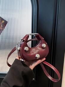 Fashionable Small Tote Bag, Minimalist Chic Design, New Handbag For Women, Solid Color Casual Shoulder Bag - Red - View 8