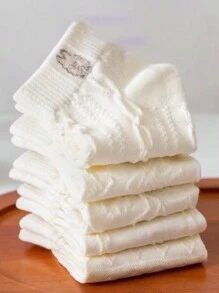 6 Pares de Meias Brancas Finas De Algodão Respiráveis
