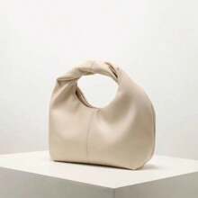 Stylish Twist Square Bag, Solid Color Top Clutch Bag, Simple And Versatile Commut