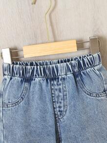 1pc Girls' Classic Snowflake Denim Jeans, Fashionable Casual Streetwear, Autumn/Winter