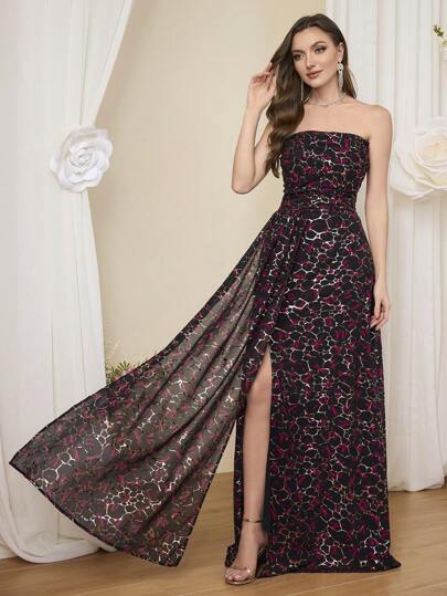 Elegante Sexy High-End Qualidade Backless Bandeau Acolchoado A-Line Vestido de Noite Formal