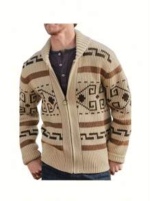 Jeffrey Lebowski Sweater Dude RoLe Play Costume Khaki Zipper Cardigan Sweater, Adult Costume - 卡其色 - 查看 2