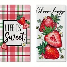 Strawberry Pattern Kitchen Towel, Dishcloth, Hand Towel; Kitchen Decorative Towel, Neighbor Gift, Sweet Housewarming Gift For Friends, Mother's Gift, Friend's Birthday Gift