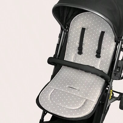 1 pieza Cojín universal para asiento de cochecito de bebé, almohadilla para carruaje de bebé transpirable y cómoda, apta para bebés de 0 a 3 años, cojín de asiento extraíble y lavable, con estampado de lunares/estrellas en gris claro