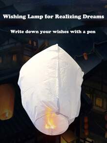 10pcs Chinese Lanterns Release The Sky, Release White Votive Paper Lanterns Votive Lamps, Family Gatherings, Memorial Activities, Love Witness, Weddings, Birthdays, Memorials,Parties - Multicolor - View 3