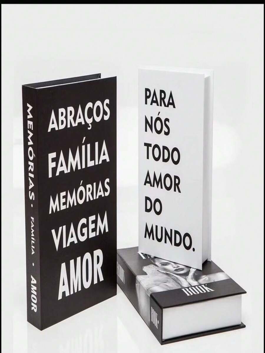 Kit With 3 Fake Books Desk Book Organizer Box Decorative Object Holder - ABRACOS - View 1