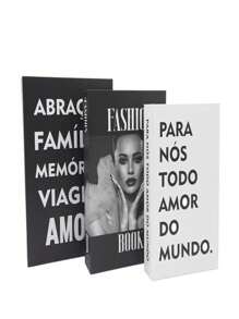 Kit With 3 Fake Books Desk Book Organizer Box Decorative Object Holder - ABRACOS - View 2