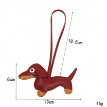 Fashionable Dachshund PU Leather Keychain, Women Bag Charm Keyring Gift - Multicolor - View 2