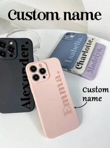 1pc Customized Name Phone Case, Personalized Name Design IPhone Phone Case, Customized Name IPhone Phone Case, Personalized Phone Case, Custom Image Phone Case, Anniversary Gift, Valentine's Day Gift, Birthday Gift, Wedding Gift, Mother's Day Gift, Father's Day Gift, Best Friend Gift, Compatible With Iphone 11/12/13/14/15promax