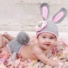 2pcs Newborn Photography Prop Animal Costume Outfits, Classic Knitted Baby Shower Easter Gift Sthings For Girls/Boys