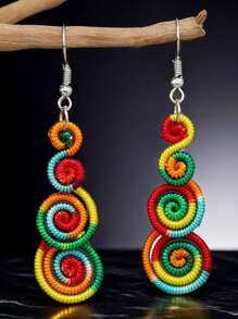 Handmade Colorful Retro Woven Rainbow Earrings, Fashionable Earrings For Women, Elegant Accessories For Home, Casual, Street, Party, Classic Souvenir, Ideal Gift For Valentine's Day, Birthday, Anniversary