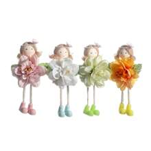 Flower Angel Decoration 4pcs 6.7inch Pastel Easter Fairy Hanging Ornaments Flower Angel Wings Fairy Tree Hanging Figurine For Home Spring Birthday Easter Party Decor