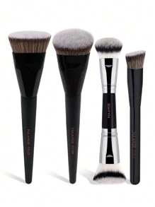 MAANGE 1/2/4/5/7件套专业面部化妆刷，包括斜角锥形粉底刷、轮廓刷、散粉刷、眼影刷和遮瑕刷，采用柔软纤维材质，方便携带，是旅行的理想之选，也是送给女性和女孩的礼物。这款化妆刷套装包含各种化妆工具，是完整的化妆套装、化妆刷套装、化妆礼品套装等。 - 黑色 - 查看 9