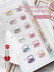 annies 12g Aqua Light Frozen Cat Eye Gel Nail Polish 12 Color Set Explosion Glass Pearl Crystal Cat Eye Gel Nail DIY 1pc/12pcs - 彩色 - 查看 16
