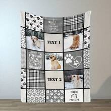 Custom Pet Photo Text Dog Blanket Personalized Dog Blanket Dog Loss Gift Paw Print Blanket Custom Vintage Blanket - Multicolor - View 23