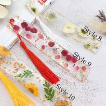 1 Stück personalisierte gepresste Blumen Harz Lesezeichen weiße Gänseblümchen Frühlings-Wildblumen Harz Lesezeichen Buchzubehör personalisierte Lesezeichen für Lehrer