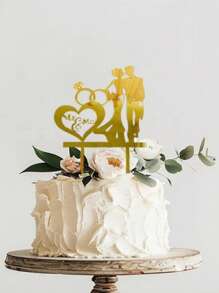 1pc/2pcs/5pcs "Mr&Mis" English Letters Cake Topper, Wedding Cake Decoration, Anniversary Cake Decoration, Engagement Party Cake Decoration, Valentine's Day Cake Topper, Baking Decoration, Kitchen Baking Decoration Supplies, Baking Supplies, Cake Supplies - Gold - View 3