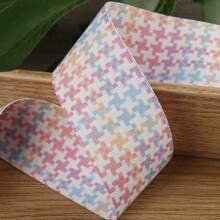Bicolor Plaid Print Ribbon Handmade Bow DIY Hair Accessories Craft Supplies Gift Floral Ribbon