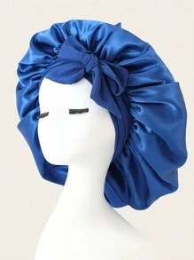 1pc Bow Floppy Band Sleeping Hat Beauty Cleaning Hair Care Hat Moon Hood Hat Wide Brim Elastic Hat Women's Solid Color Brim With Elastic Band, Fashionable And Comfortable Sleeping Cap, Breathable And Soft, Suitable For Long And Curly Hair, Non-Slip, Suitable For Sleeping, Home And Daily Use, Hair Care Cap Back To School