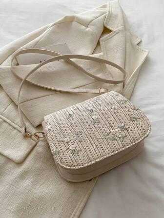 Bolso bandolera mini con estampado floral minimalista, adecuado para uso diario