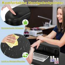 YARDIN Juego de mesa de manicura, mesas de manicura plegables de 90x33x77 cm, que incluyen cojín de mano de PU, aspiradora de uñas, bolsa para el polvo y bolsa de almacenamiento, mesa de manicura móvil para el cuidado de uñas en estudio de uñas (blanco/negro)