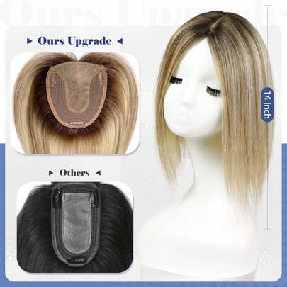 5.5x5 Inch Base Hairpiece, 12 Inch Human Hair Wig, Suitable For Women With Thinning Hair Or Gray Hair Coverage