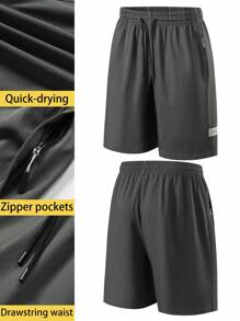 3 PCS Men's Dry-Fit Sweat Resistant Active Athletic Performance Shorts With Zip Pockets And Elastic Waistband Quick Dry Activewear - Multicolor - View 2