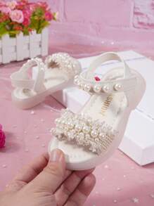 Fashionable Pearl Flower Girls Sandals, Princess Baby Shoes, Spring/Summer