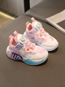 Spring New Kids Sports Shoes, Thick Sole Casual Boys' Basketball Shoes, Mid-Top Lace-Up Mesh Breathable Running Shoes For Girls, Campus Student Sneakers